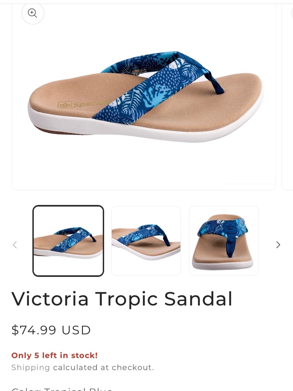 Spenco Victoria Tropic Sandal - Blue Tropical Print Flip Flop
